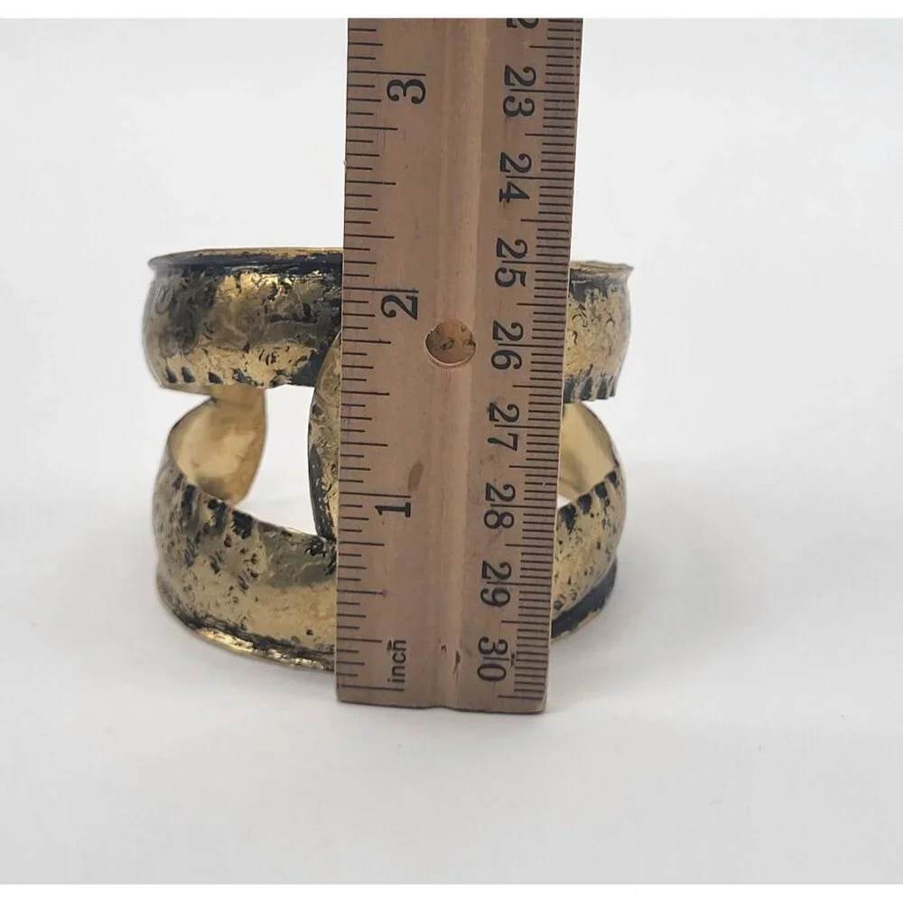 Anthropologie Intertwined Twist Tarnished Gold Tone Cuff Bracelet - Picture 6 of 12